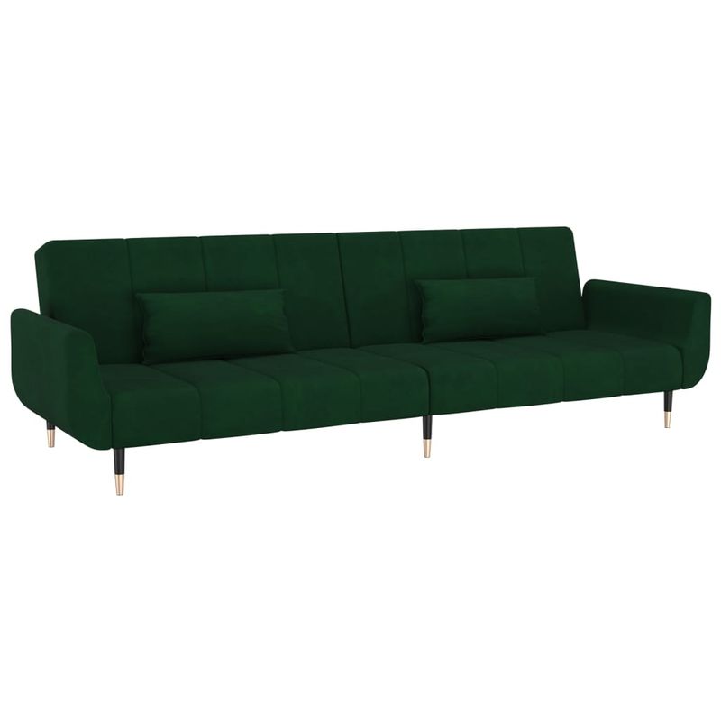 Casa si Gradina - Mobilier - Canapele si coltare - Canapele - Canapea extensibila cu 2 locuri, 2 perne, verde inchis, catifea - Infinity.ro
