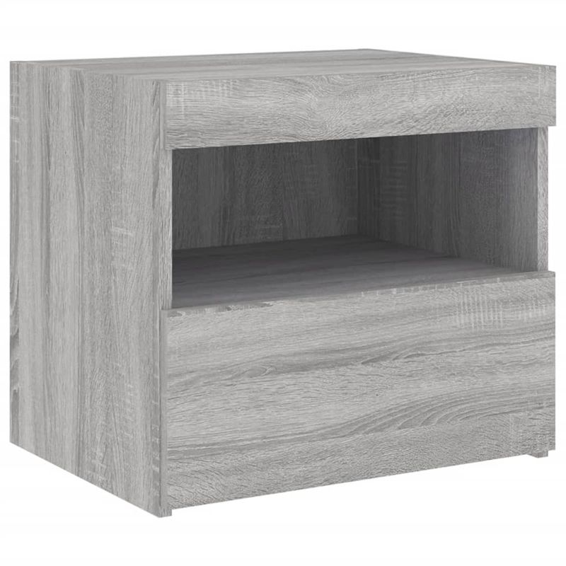 Casa si Gradina - Mobilier - Comode si corpuri - Noptiere - Noptiera cu lumini LED, gri sonoma, 50x40x45 cm - Infinity.ro
