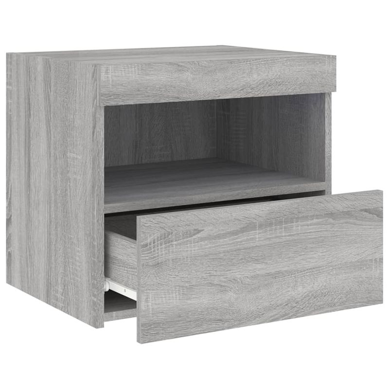 Casa si Gradina - Mobilier - Comode si corpuri - Noptiere - Noptiera cu lumini LED, gri sonoma, 50x40x45 cm - Infinity.ro