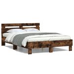 Casa si Gradina - Mobilier - Paturi si accesorii - Paturi - Cadru de pat cu tablie stejar fumuriu 120x190 cm lemn prelucrat - Infinity.ro