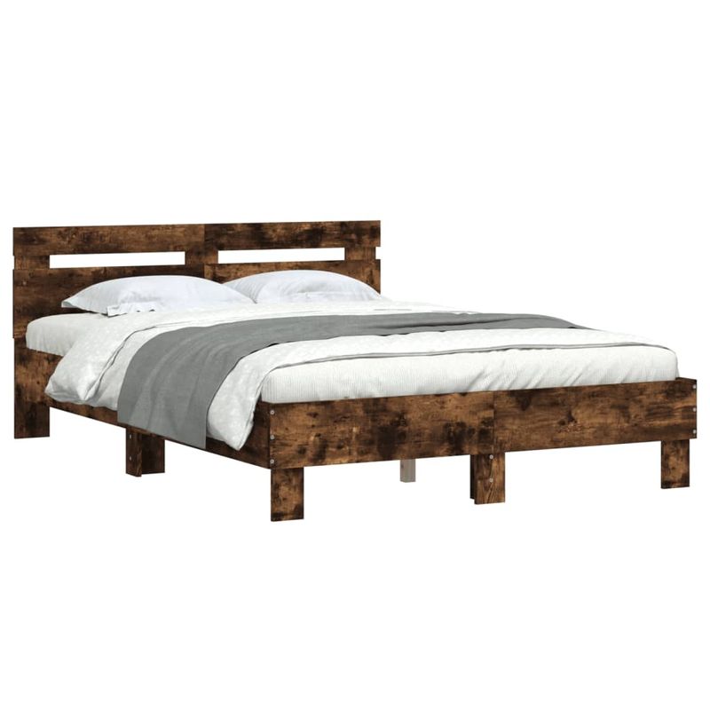 Casa si Gradina - Mobilier - Paturi si accesorii - Paturi - Cadru de pat cu tablie stejar fumuriu 120x190 cm lemn prelucrat - Infinity.ro