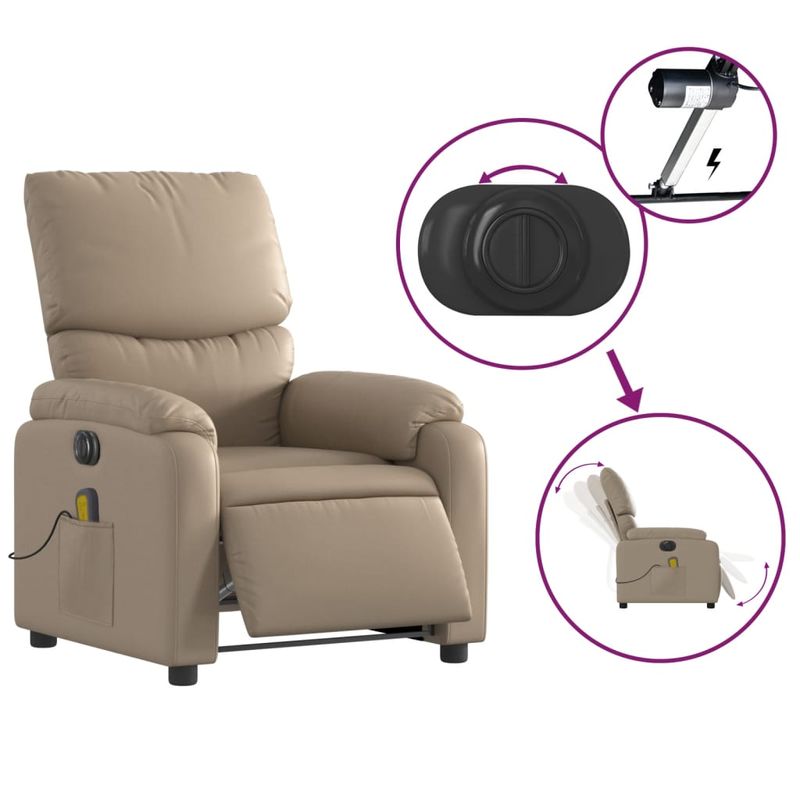 Ingrijire personala si Cosmetice - Sanatate si wellness - Articole wellness - Fotolii de masaj - Fotoliu electric masaj rabatabil, cappuccino, piele ecologica - Infinity.ro