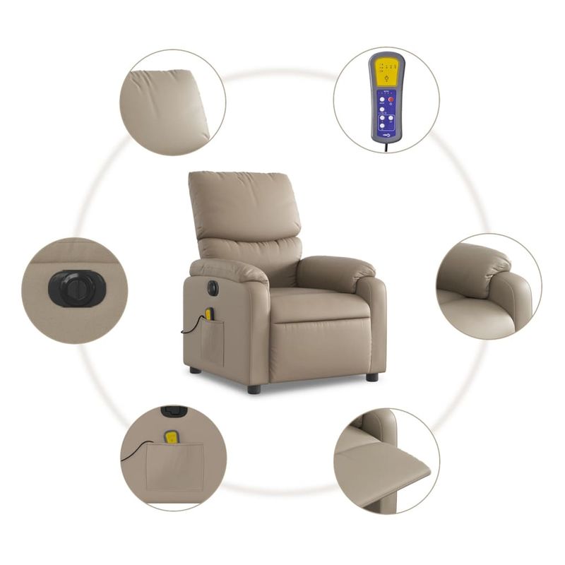 Ingrijire personala si Cosmetice - Sanatate si wellness - Articole wellness - Fotolii de masaj - Fotoliu electric masaj rabatabil, cappuccino, piele ecologica - Infinity.ro