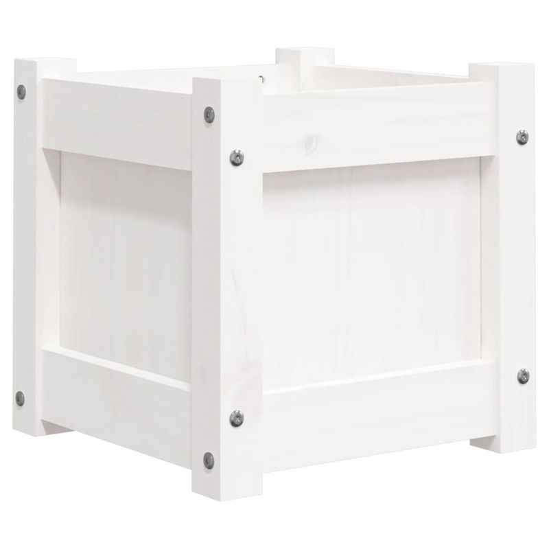 Casa si Gradina - Gradinarit si plante - Plante si ghivece - Ghivece si suporturi - Jardiniera de gradina, 31x31x31 cm, alb lemn masiv de pin - Infinity.ro