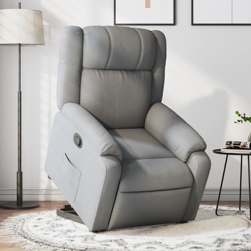 Casa si Gradina - Mobilier - Scaune si fotolii - Fotolii - Fotoliu rabatabil cu ridicare, gri deschis, material textil - Infinity.ro