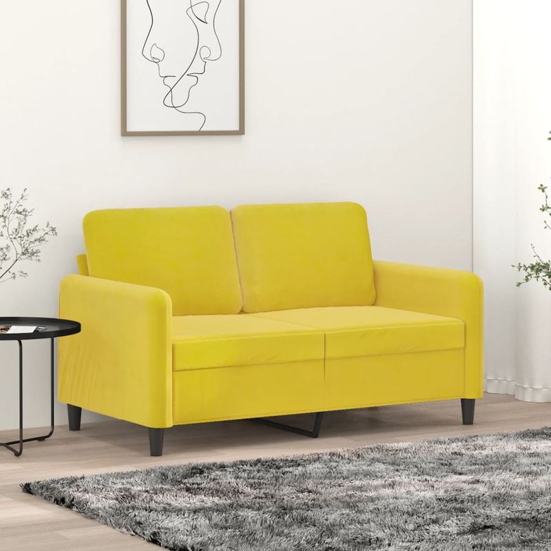 Casa si Gradina - Mobilier - Canapele si coltare - Canapele - Canapea cu 2 locuri, galben, 120 cm, catifea - Infinity.ro