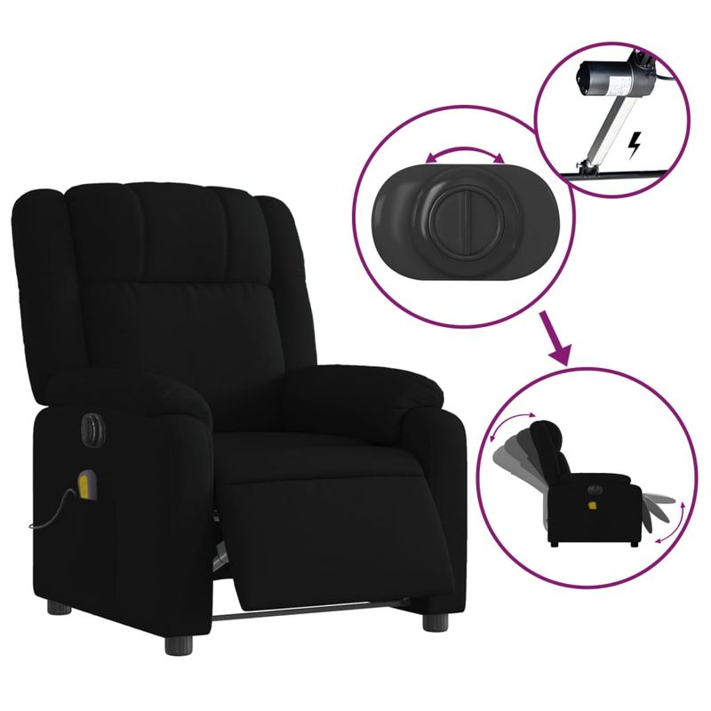 Ingrijire personala si Cosmetice - Sanatate si wellness - Articole wellness - Fotolii de masaj - Fotoliu electric de masaj rabatabil, negru, textil - Infinity.ro