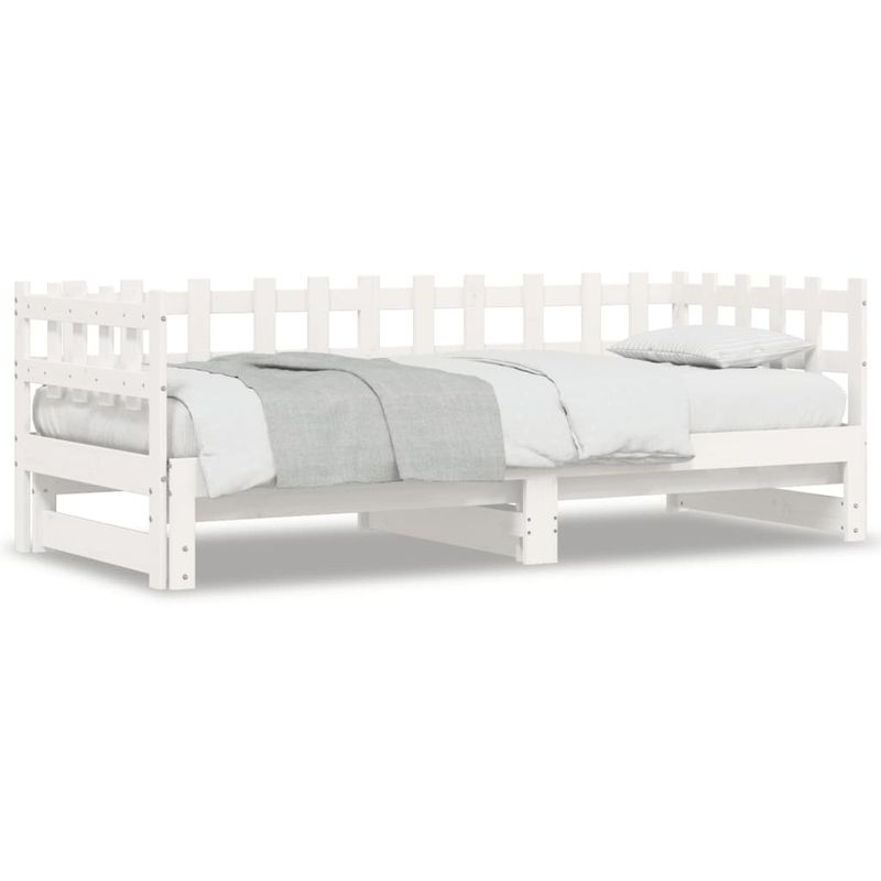 Casa si Gradina - Mobilier - Paturi si accesorii - Paturi - Pat de zi extensibil, alb, 2x(80x200) cm, lemn masiv de pin - Infinity.ro