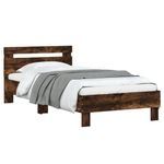 Casa si Gradina - Mobilier - Paturi si accesorii - Paturi - Cadru de pat cu tablie stejar fumuriu 90x200 cm lemn prelucrat - Infinity.ro