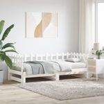 Casa si Gradina - Mobilier - Paturi si accesorii - Paturi - Pat de zi extensibil, alb, 2x(80x200) cm, lemn masiv de pin - Infinity.ro