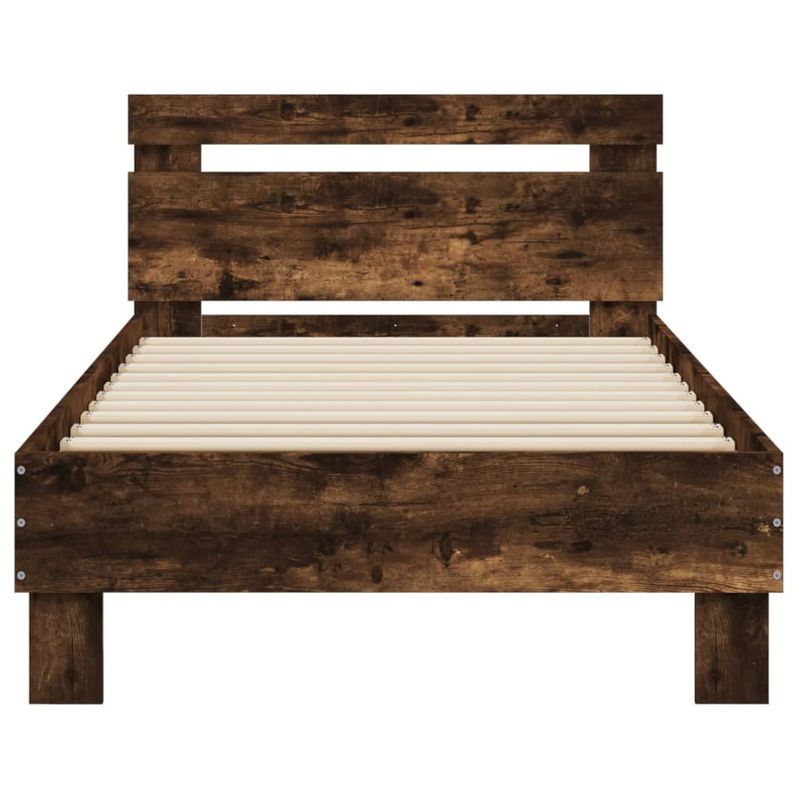 Casa si Gradina - Mobilier - Paturi si accesorii - Paturi - Cadru de pat cu tablie stejar fumuriu 90x200 cm lemn prelucrat - Infinity.ro