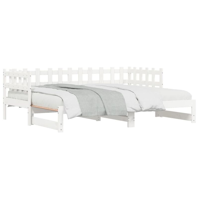 Casa si Gradina - Mobilier - Paturi si accesorii - Paturi - Pat de zi extensibil, alb, 2x(80x200) cm, lemn masiv de pin - Infinity.ro