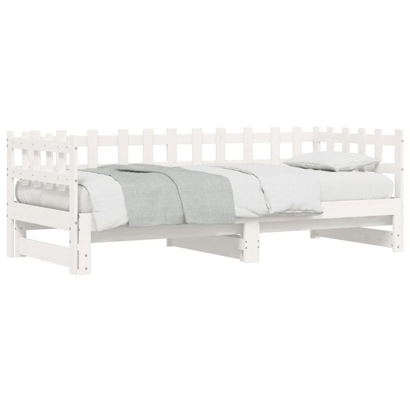 Casa si Gradina - Mobilier - Paturi si accesorii - Paturi - Pat de zi extensibil, alb, 2x(80x200) cm, lemn masiv de pin - Infinity.ro