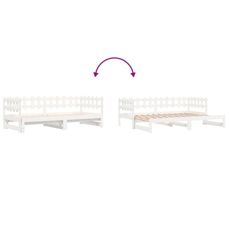 Casa si Gradina - Mobilier - Paturi si accesorii - Paturi - Pat de zi extensibil, alb, 2x(80x200) cm, lemn masiv de pin - Infinity.ro