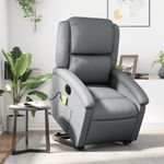 Ingrijire personala si Cosmetice - Sanatate si wellness - Articole wellness - Fotolii de masaj - Fotoliu masaj rabatabil electric cu ridicare, gri, piele eco - Infinity.ro