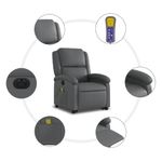 Ingrijire personala si Cosmetice - Sanatate si wellness - Articole wellness - Fotolii de masaj - Fotoliu masaj rabatabil electric cu ridicare, gri, piele eco - Infinity.ro