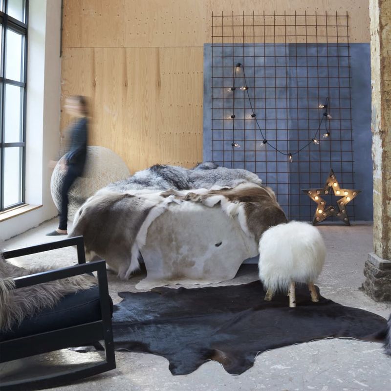 Casa si Gradina - Textile si covoare - Covoare - Covoare casa - Covor, negru, 180x220 cm, piele naturala de vaca - Infinity.ro