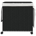 Market - Spalare si intretinere rufe - Uscatoare de rufe si accesorii - Cos de rufe cu roti, negru, 60x35x60,5 cm, ratan - Infinity.ro