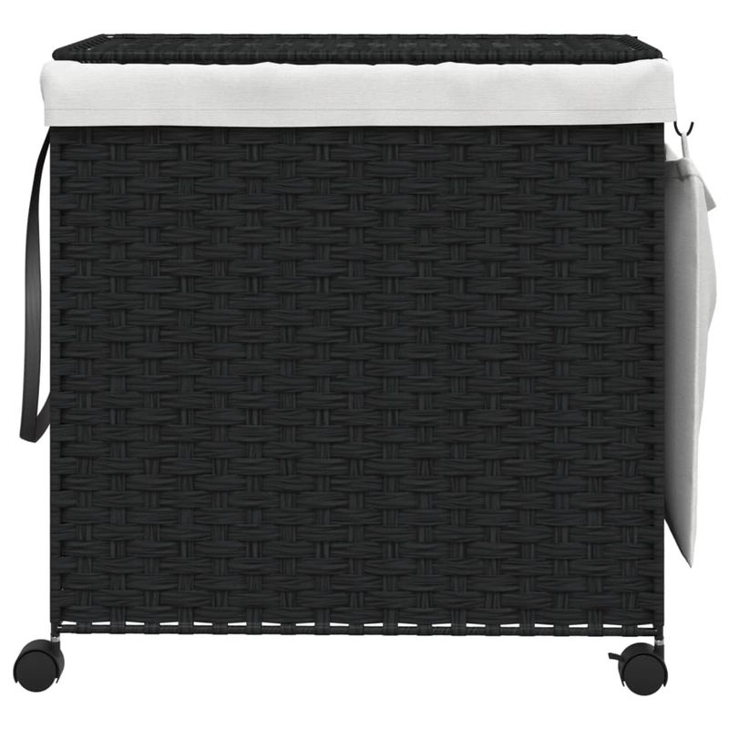 Market - Spalare si intretinere rufe - Uscatoare de rufe si accesorii - Cos de rufe cu roti, negru, 60x35x60,5 cm, ratan - Infinity.ro