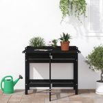 Casa si Gradina - Gradinarit si plante - Plante si ghivece - Ghivece si suporturi - Jardiniera de gradina cu blat pliabil negru lemn masiv pin - Infinity.ro