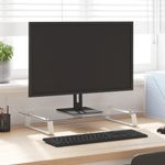 PC, gaming si accesorii - Desktop PC & monitoare - Accesorii monitoare - Suport de monitor, alb, 60x35x8 cm, sticla securizata si metal - Infinity.ro