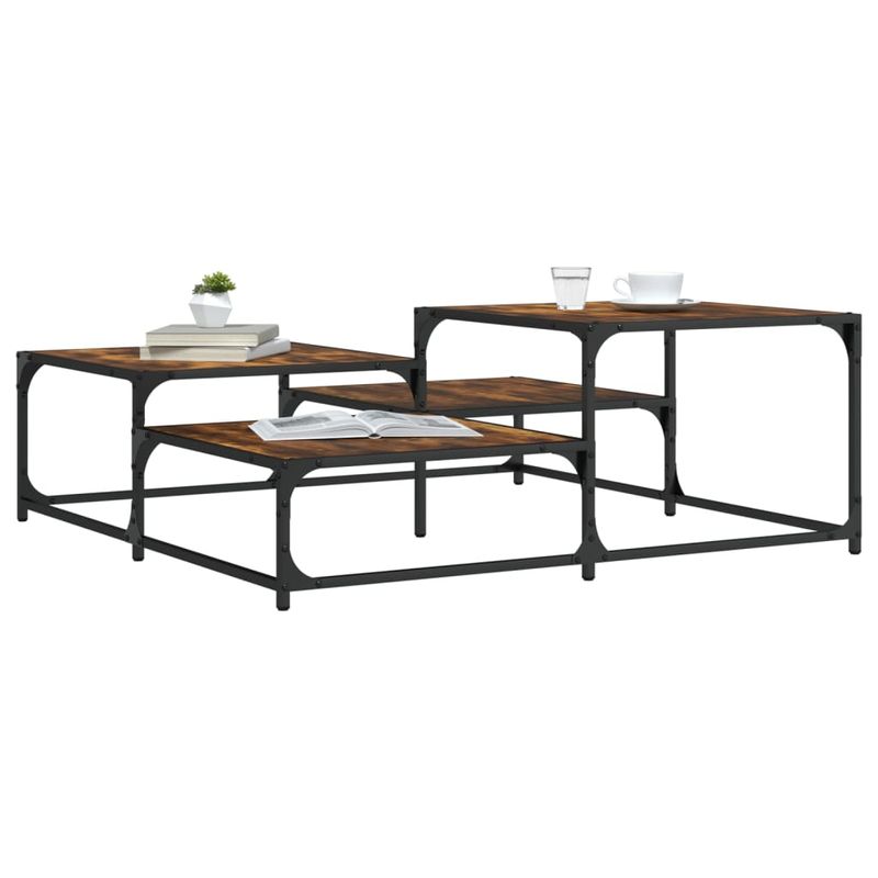 Casa si Gradina - Mobilier - Mese si birouri - Masute de cafea - Masuta de cafea stejar fumuriu 107x107x40 cm din lemn prelucrat - Infinity.ro