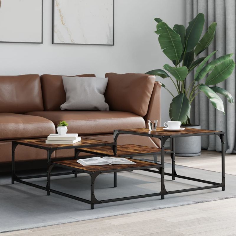 Casa si Gradina - Mobilier - Mese si birouri - Masute de cafea - Masuta de cafea stejar fumuriu 107x107x40 cm din lemn prelucrat - Infinity.ro