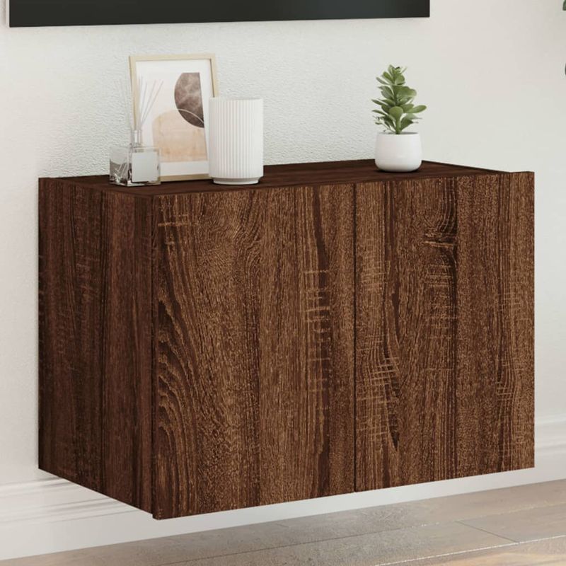 Casa si Gradina - Mobilier - Comode si corpuri - Comode - Comoda TV de perete cu lumini LED, stejar maro, 60x35x41 cm - Infinity.ro