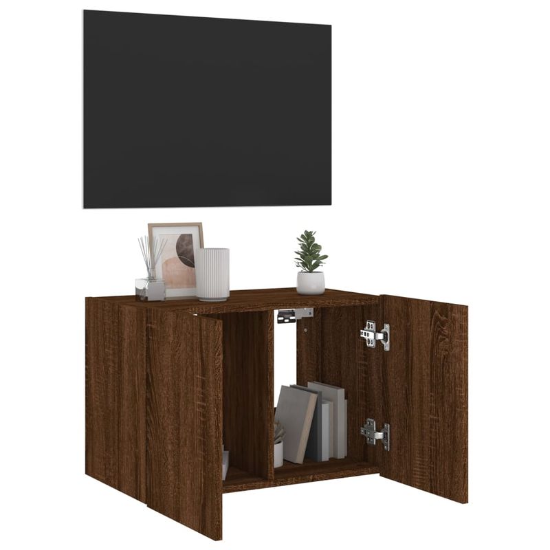Casa si Gradina - Mobilier - Comode si corpuri - Comode - Comoda TV de perete cu lumini LED, stejar maro, 60x35x41 cm - Infinity.ro