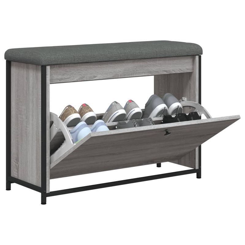 Casa si Gradina - Mobilier - Canapele si coltare - Banchete - Banca de pantofi cu sertar rabatabil, gri sonoma, 82x32x56 cm - Infinity.ro