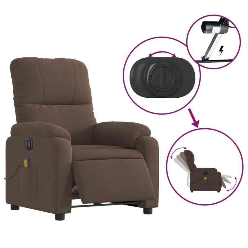 Ingrijire personala si Cosmetice - Sanatate si wellness - Articole wellness - Fotolii de masaj - Fotoliu de masaj rabatabil electric, maro, microfibra - Infinity.ro