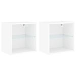 Casa si Gradina - Mobilier - Comode si corpuri - Comode - Noptiere cu lumini LED montate pe perete, 2 buc., alb - Infinity.ro
