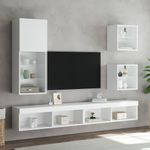 Casa si Gradina - Mobilier - Comode si corpuri - Comode - Noptiere cu lumini LED montate pe perete, 2 buc., alb - Infinity.ro