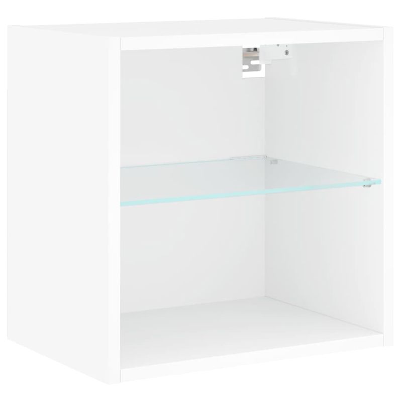 Casa si Gradina - Mobilier - Comode si corpuri - Comode - Noptiere cu lumini LED montate pe perete, 2 buc., alb - Infinity.ro