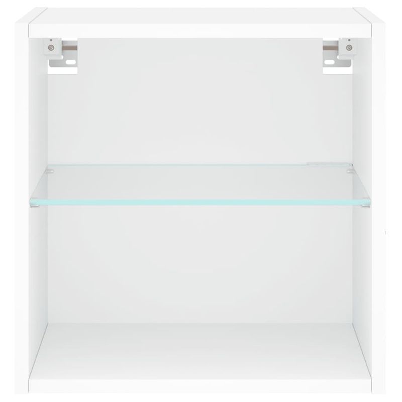 Casa si Gradina - Mobilier - Comode si corpuri - Comode - Noptiere cu lumini LED montate pe perete, 2 buc., alb - Infinity.ro