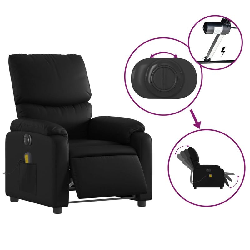 Ingrijire personala si Cosmetice - Sanatate si wellness - Articole wellness - Fotolii de masaj - Fotoliu electric de masaj rabatabil, negru, piele ecologica - Infinity.ro
