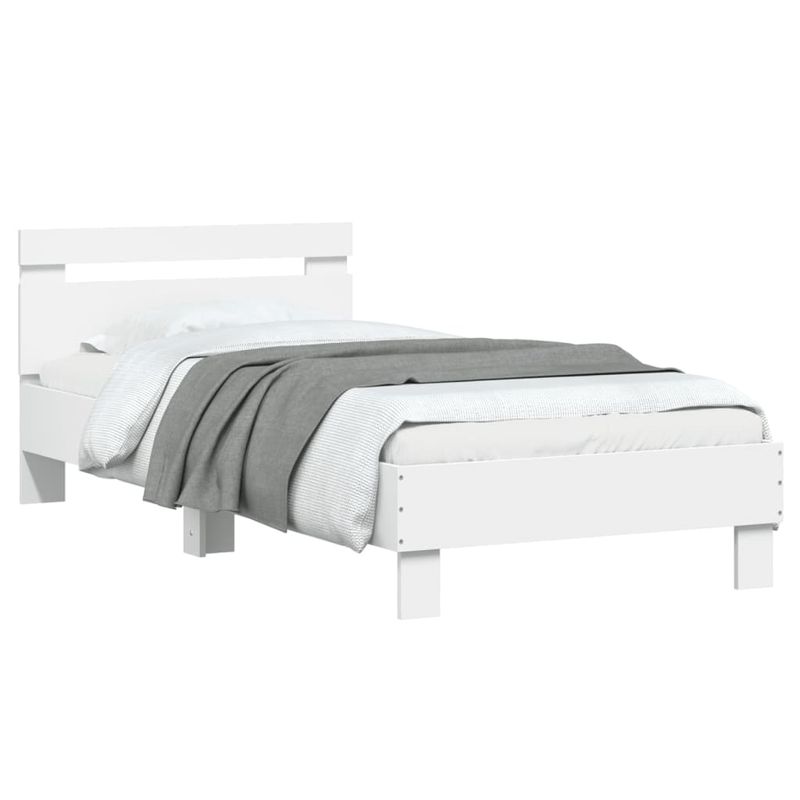 Casa si Gradina - Mobilier - Paturi si accesorii - Paturi - Cadru de pat cu tablie si lumini LED, alb, 90x190 cm - Infinity.ro