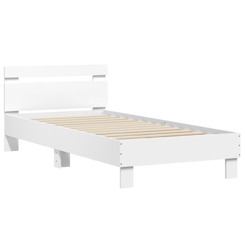 Casa si Gradina - Mobilier - Paturi si accesorii - Paturi - Cadru de pat cu tablie si lumini LED, alb, 90x190 cm - Infinity.ro