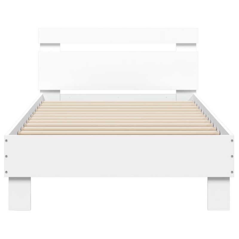 Casa si Gradina - Mobilier - Paturi si accesorii - Paturi - Cadru de pat cu tablie si lumini LED, alb, 90x190 cm - Infinity.ro