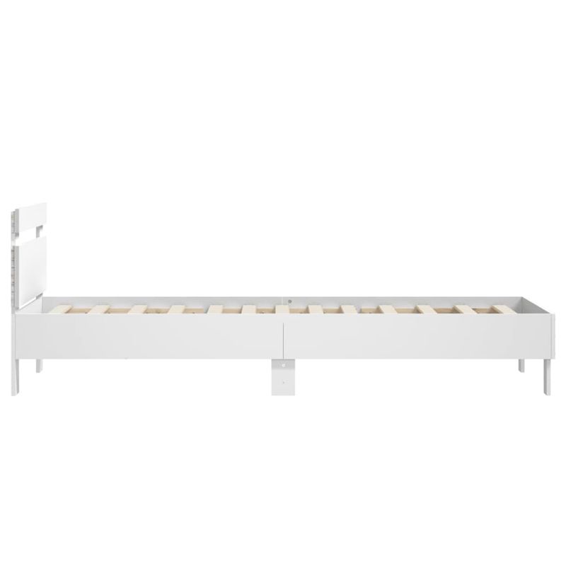 Casa si Gradina - Mobilier - Paturi si accesorii - Paturi - Cadru de pat cu tablie si lumini LED, alb, 90x190 cm - Infinity.ro