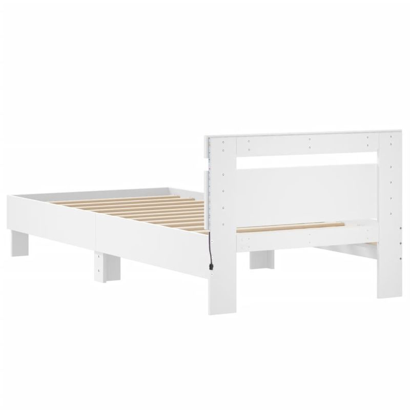 Casa si Gradina - Mobilier - Paturi si accesorii - Paturi - Cadru de pat cu tablie si lumini LED, alb, 90x190 cm - Infinity.ro