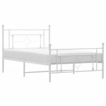 Casa si Gradina - Mobilier - Paturi si accesorii - Paturi - Cadru de pat metalic cu tablie de cap/picioare, alb, 107x203 cm - Infinity.ro