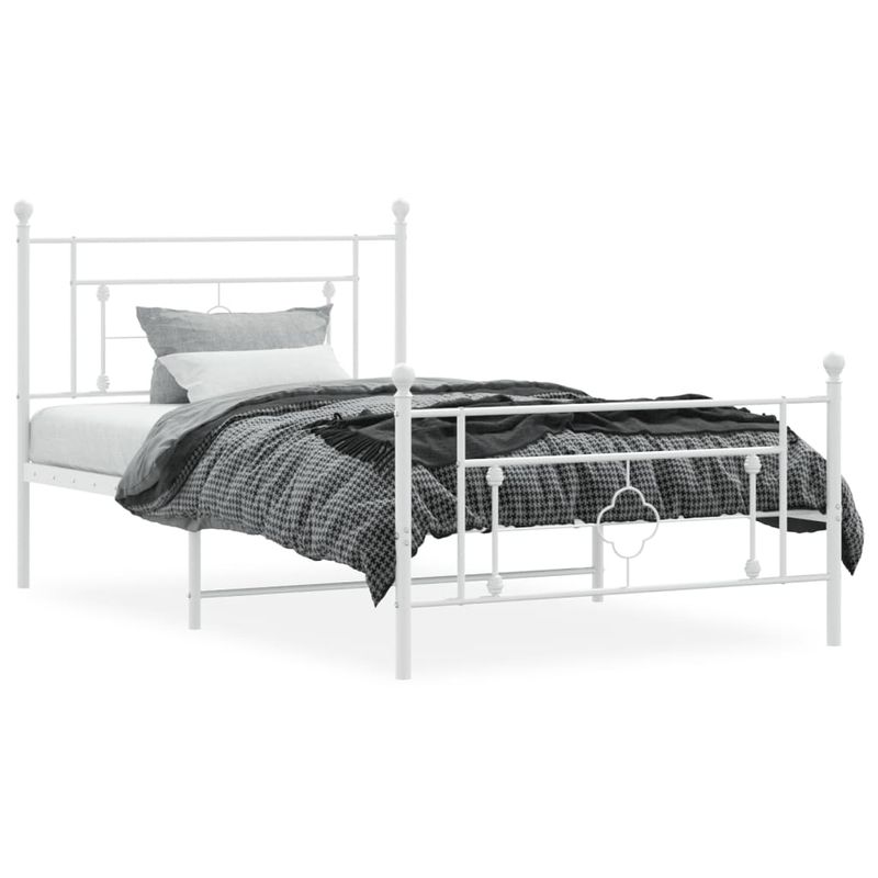 Casa si Gradina - Mobilier - Paturi si accesorii - Paturi - Cadru de pat metalic cu tablie de cap/picioare, alb, 107x203 cm - Infinity.ro
