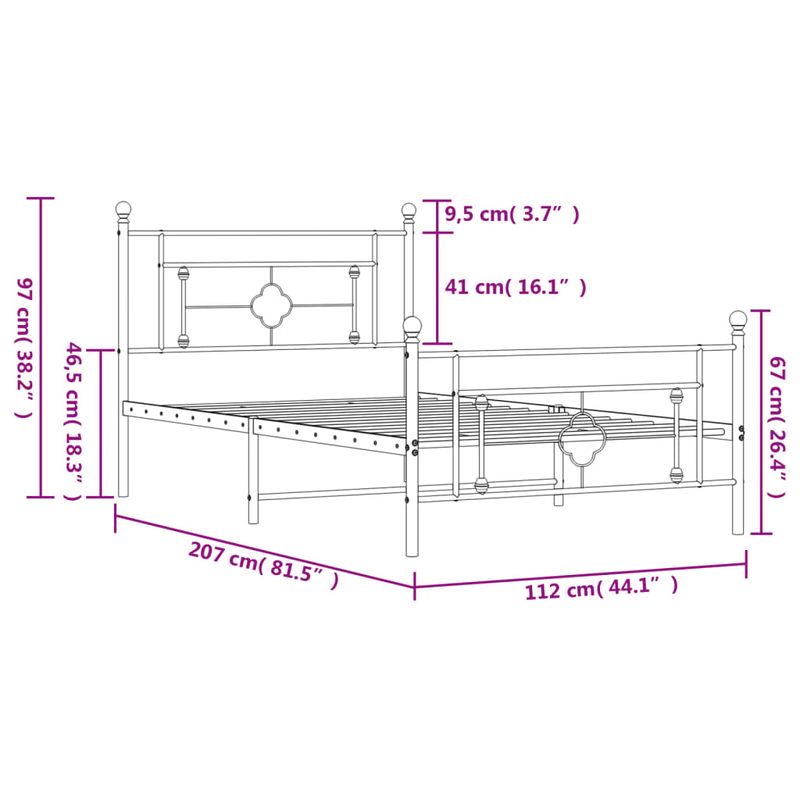 Casa si Gradina - Mobilier - Paturi si accesorii - Paturi - Cadru de pat metalic cu tablie de cap/picioare, alb, 107x203 cm - Infinity.ro