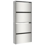 Casa si Gradina - Mobilier - Organizare si depozitare - Organizator incaltaminte - Pantofar cu oglinda, 4 niveluri, gri sonoma, 63x17x134 cm - Infinity.ro