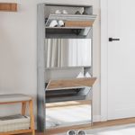 Casa si Gradina - Mobilier - Organizare si depozitare - Organizator incaltaminte - Pantofar cu oglinda, 4 niveluri, gri sonoma, 63x17x134 cm - Infinity.ro