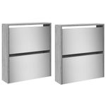 Casa si Gradina - Mobilier - Organizare si depozitare - Organizator incaltaminte - Pantofar cu oglinda, 4 niveluri, gri sonoma, 63x17x134 cm - Infinity.ro