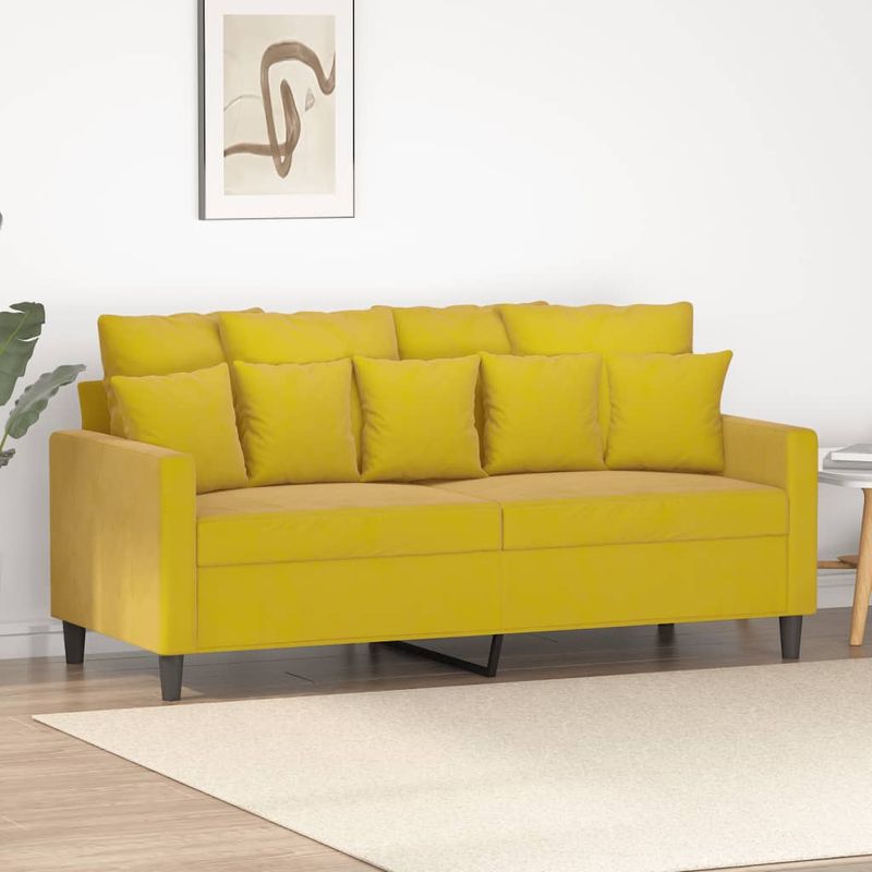 Casa si Gradina - Mobilier - Canapele si coltare - Canapele - Canapea cu 2 locuri, galben, 140 cm, catifea - Infinity.ro