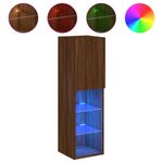 Casa si Gradina - Mobilier - Comode si corpuri - Comode - Comoda TV cu lumini LED, stejar maro, 30,5x30x102 cm - Infinity.ro