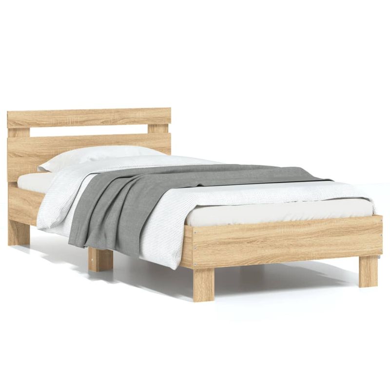 Casa si Gradina - Mobilier - Paturi si accesorii - Paturi - Cadru de pat cu tablie, stejar sonoma, 90x200 cm lemn prelucrat - Infinity.ro